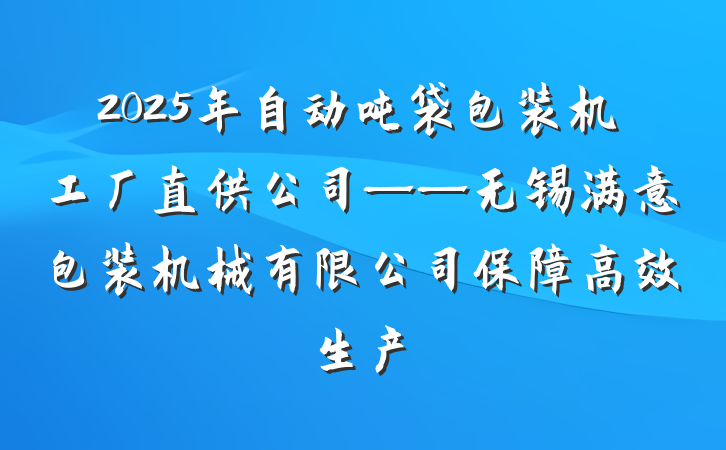 2025年自动吨袋包装机工厂直供公司——无锡满意包装机械有限公司保障高效生产