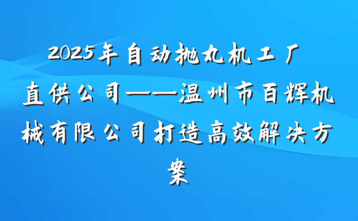 2025年自动抛丸机工厂直供公司——温州市百辉机械有限公司打造高效解决方案