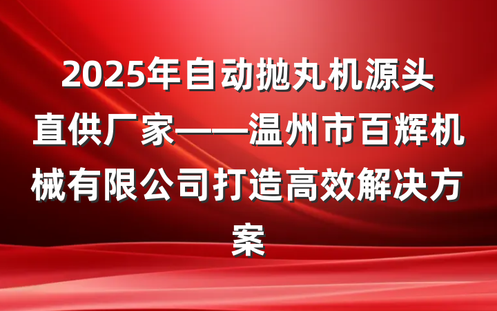 2025年自动抛丸机源头直供厂家——温州市百辉机械有限公司打造高效解决方案