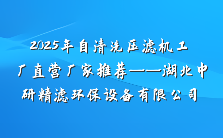 2025年自清洗压滤机工厂直营厂家推荐——湖北中研精滤环保设备有限公司