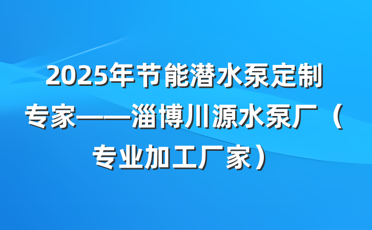 2025年节能潜水泵定制专家——淄博川源水泵厂(专业加工厂家)