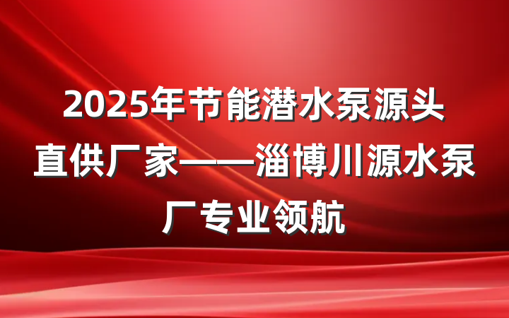 2025年节能潜水泵源头直供厂家——淄博川源水泵厂专业领航