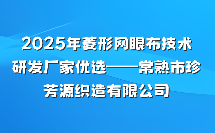 2025年菱形网眼布技术研发厂家优选——常熟市珍芳源织造有限公司