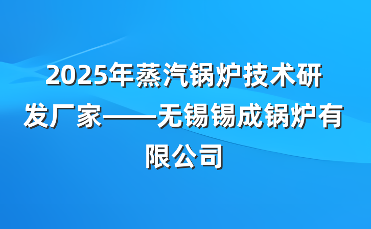 2025年蒸汽锅炉技术研发厂家——无锡锡成锅炉有限公司