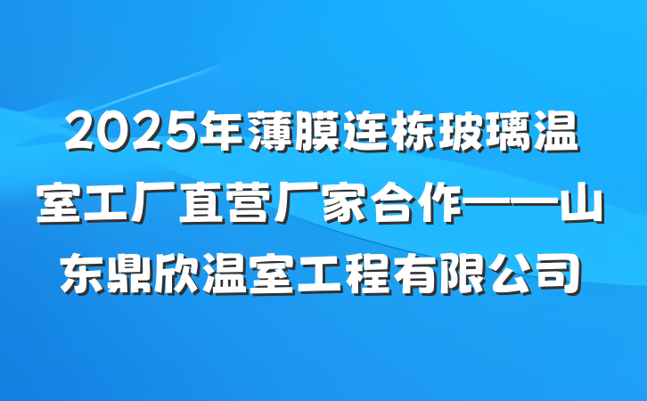 2025年薄膜连栋玻璃温室工厂直营厂家合作——山东鼎欣温室工程有限公司