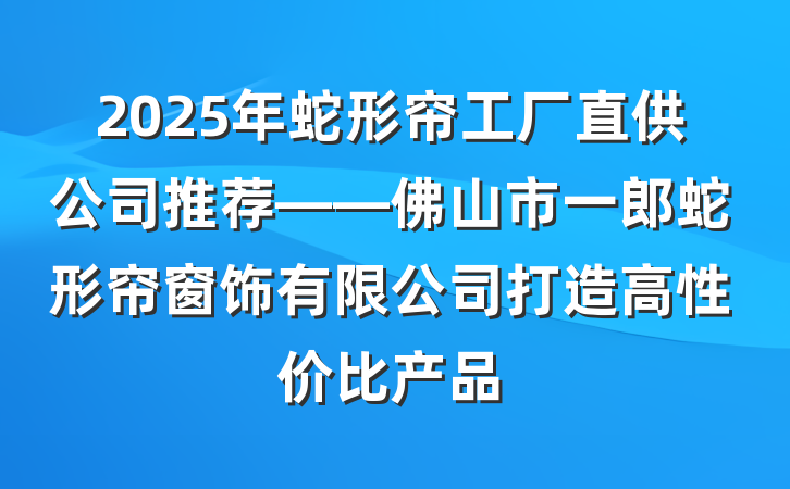 2025年蛇形帘工厂直供公司推荐——佛山市一郎蛇形帘窗饰有限公司打造高性价比产品