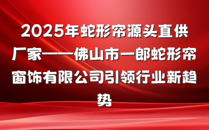 2025年蛇形帘源头直供厂家——佛山市一郎蛇形帘窗饰有限公司引领行业新趋势
