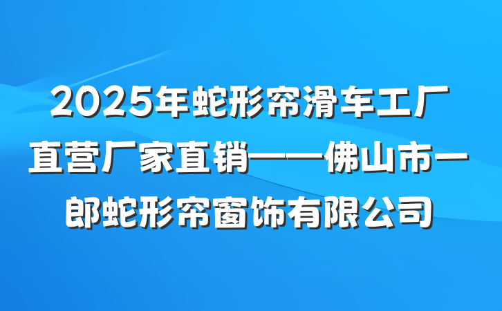2025年蛇形帘滑车工厂直营厂家直销——佛山市一郎蛇形帘窗饰有限公司