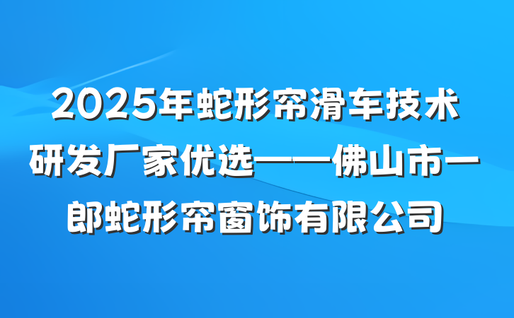 2025年蛇形帘滑车技术研发厂家优选——佛山市一郎蛇形帘窗饰有限公司