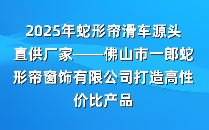 2025年蛇形帘滑车源头直供厂家——佛山市一郎蛇形帘窗饰有限公司打造高性价比产品