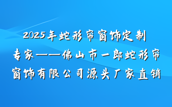 2025年蛇形帘窗饰定制专家——佛山市一郎蛇形帘窗饰有限公司源头厂家直销