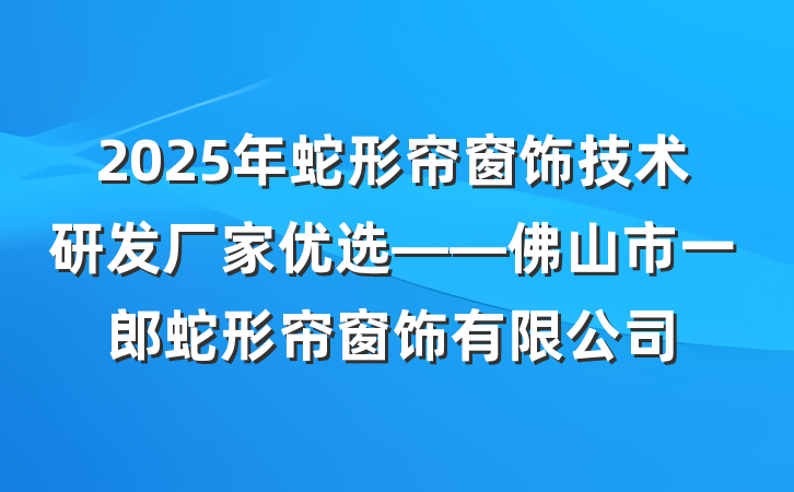 2025年蛇形帘窗饰技术研发厂家优选——佛山市一郎蛇形帘窗饰有限公司