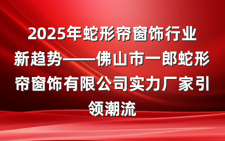 2025年蛇形帘窗饰行业新趋势——佛山市一郎蛇形帘窗饰有限公司实力厂家引领潮流