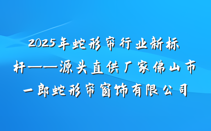 2025年蛇形帘行业新标杆——源头直供厂家佛山市一郎蛇形帘窗饰有限公司