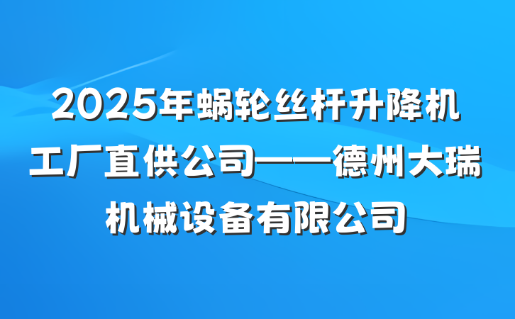 2025年蜗轮丝杆升降机工厂直供公司——德州大瑞机械设备有限公司