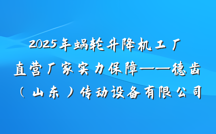 2025年蜗轮升降机工厂直营厂家实力保障——德齿（山东）传动设备有限公司
