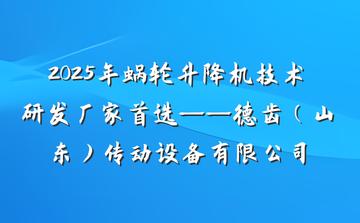 2025年蜗轮升降机技术研发厂家首选——德齿（山东）传动设备有限公司