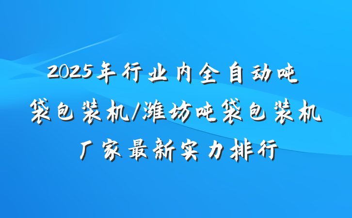 2025年行业内全自动吨袋包装机/潍坊吨袋包装机厂家最新实力排行