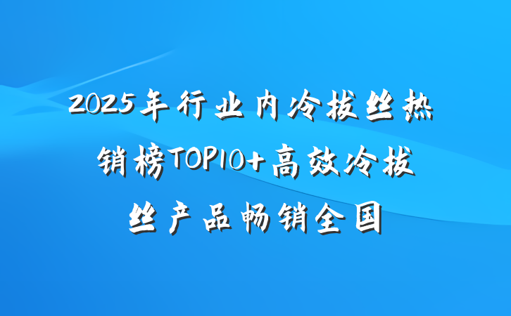 2025年行业内冷拔丝热销榜TOP10 高效冷拔丝产品畅销全国