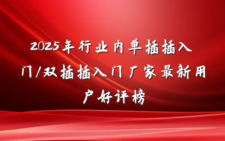2025年行业内单插插入门/双插插入门厂家最新用户好评榜