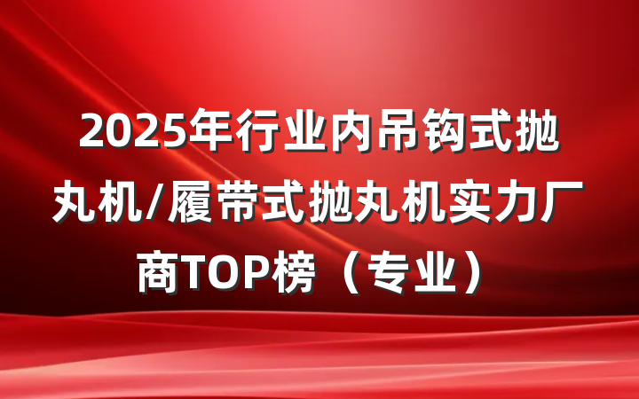 2025年行业内吊钩式抛丸机/履带式抛丸机实力厂商TOP榜（专业）