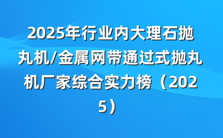 2025年行业内大理石抛丸机/金属网带通过式抛丸机厂家综合实力榜(2025)