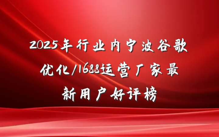 2025年行业内宁波谷歌优化/1688运营厂家最新用户好评榜