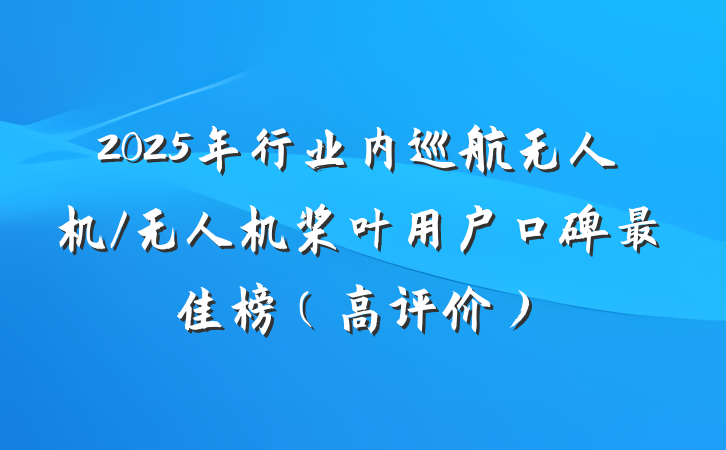 2025年行业内巡航无人机/无人机桨叶用户口碑最佳榜（高评价）