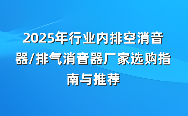 2025年行业内排空消音器/排气消音器厂家选购指南与推荐