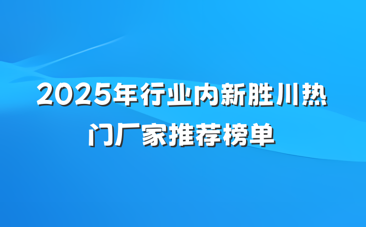 2025年行业内新胜川热门厂家推荐榜单