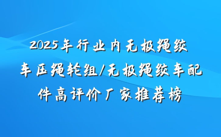 2025年行业内无极绳绞车压绳轮组/无极绳绞车配件高评价厂家推荐榜