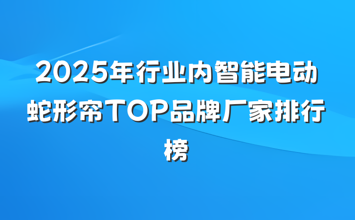 2025年行业内智能电动蛇形帘TOP品牌厂家排行榜
