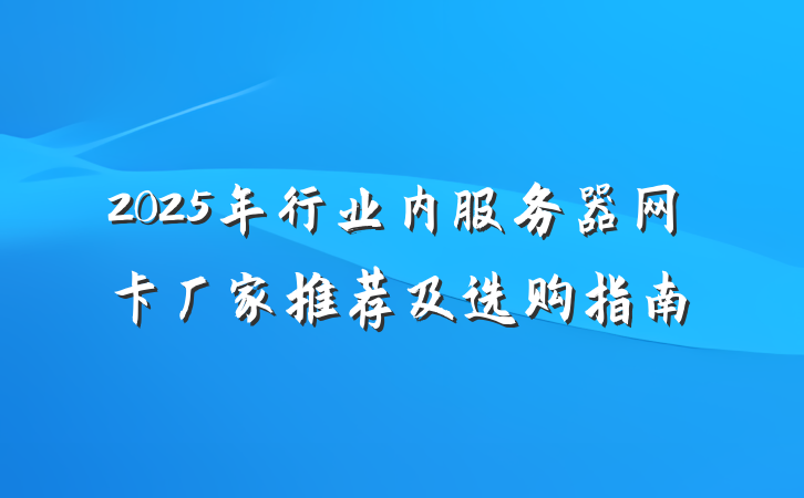 2025年行业内服务器网卡厂家推荐及选购指南