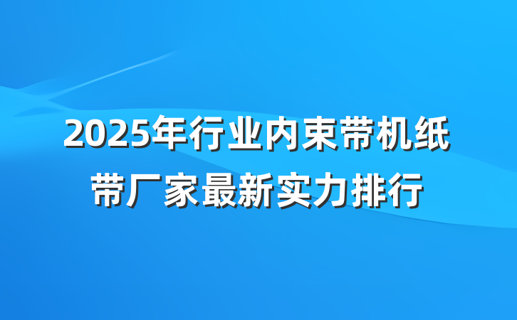 2025年行业内束带机纸带厂家最新实力排行