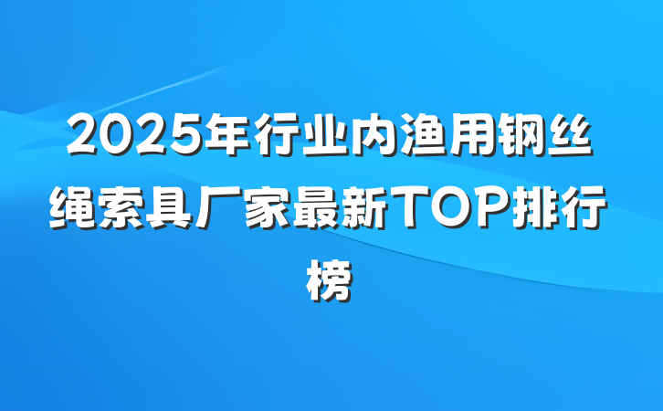 2025年行业内渔用钢丝绳索具厂家最新TOP排行榜
