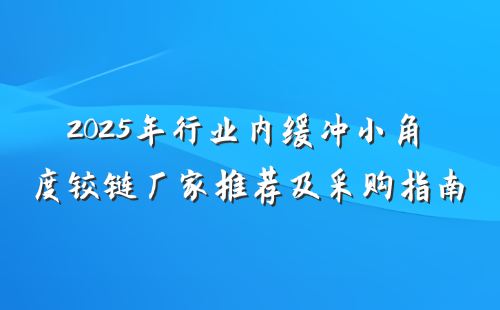 2025年行业内缓冲小角度铰链厂家推荐及采购指南