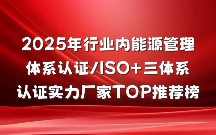 2025年行业内能源管理体系认证/ISO 三体系认证实力厂家TOP推荐榜