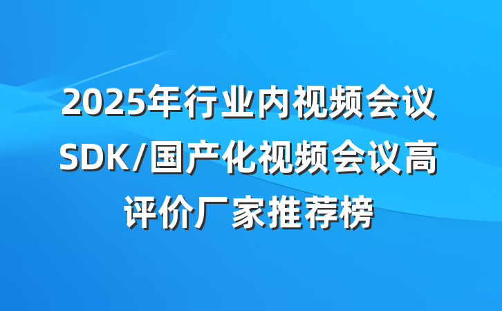 2025年行业内视频会议SDK/国产化视频会议高评价厂家推荐榜