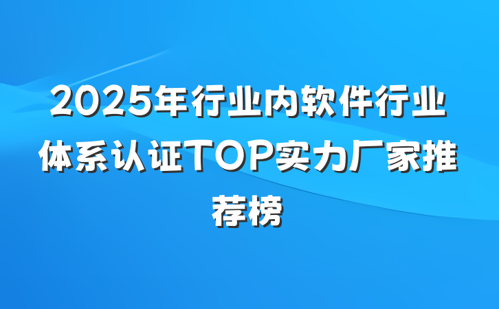 2025年行业内软件行业体系认证TOP实力厂家推荐榜
