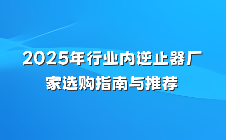 2025年行业内逆止器厂家选购指南与推荐