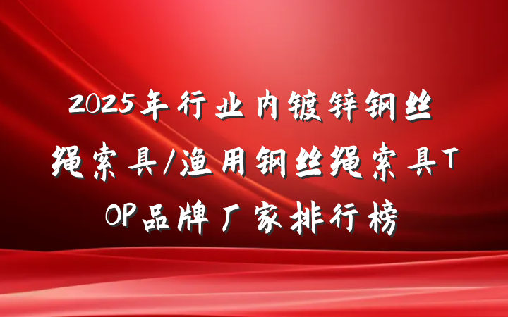 2025年行业内镀锌钢丝绳索具/渔用钢丝绳索具TOP品牌厂家排行榜