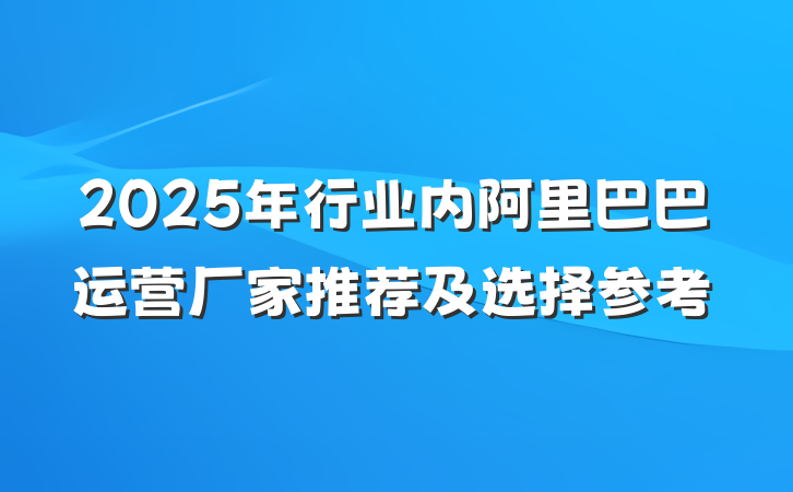 2025年行业内阿里巴巴运营厂家推荐及选择参考