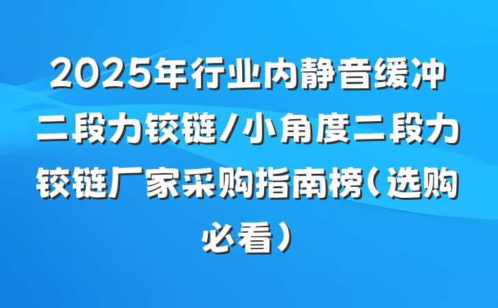 2025年行业内静音缓冲二段力铰链/小角度二段力铰链厂家采购指南榜（选购必看）