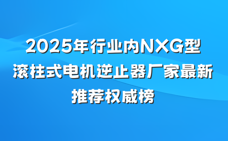 2025年行业内NXG型滚柱式电机逆止器厂家最新推荐权威榜