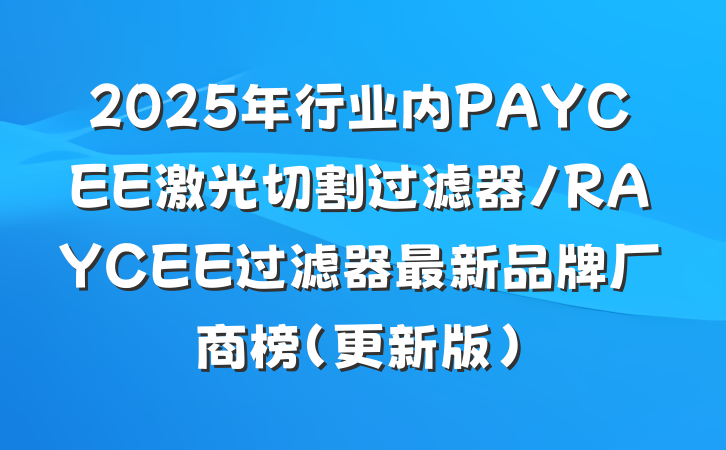 2025年行业内PAYCEE激光切割过滤器/RAYCEE过滤器最新品牌厂商榜（更新版）