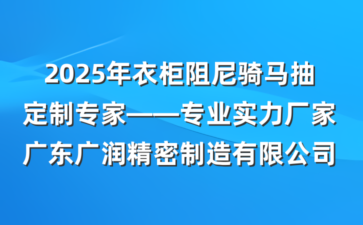 2025年衣柜阻尼骑马抽定制专家——专业实力厂家广东广润精密制造有限公司