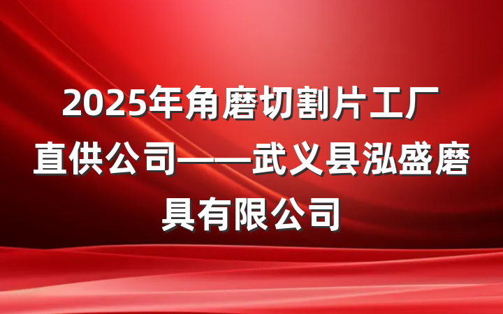2025年角磨切割片工厂直供公司——武义县泓盛磨具有限公司