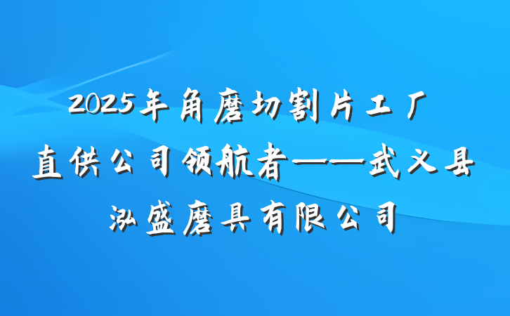 2025年角磨切割片工厂直供公司领航者——武义县泓盛磨具有限公司