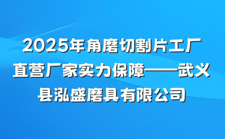 2025年角磨切割片工厂直营厂家实力保障——武义县泓盛磨具有限公司