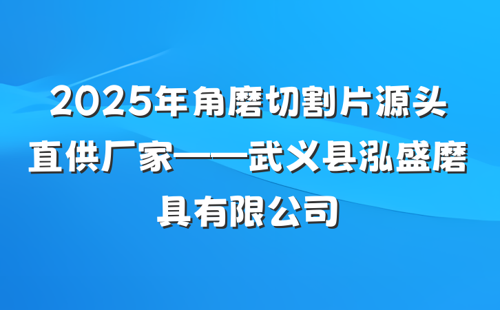 2025年角磨切割片源头直供厂家——武义县泓盛磨具有限公司